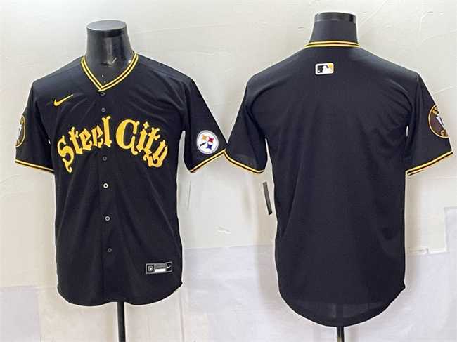 Men's Pittsburgh Steelers Blank Black 412 Patch Vapor Premier Limited Stitched Baseball Jersey,We sell and wholesale Men's Pittsburgh Steelers Blank Black 412 Patch Vapor Premier Limited Stitched Baseball Jersey on line form chian!