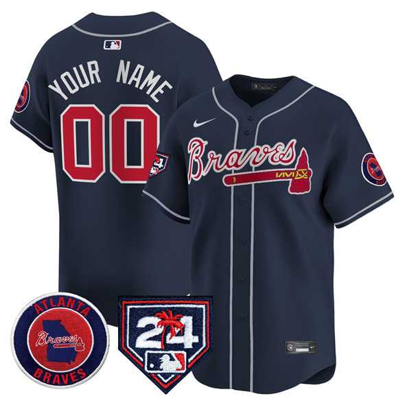 Men's Atlanta Braves Customized Navy 2024 Spring Training Patch Limited Stitched Baseball Jersey,We sell and wholesale Men's Atlanta Braves Customized Navy 2024 Spring Training Patch Limited Stitched Baseball Jersey on line form chian!