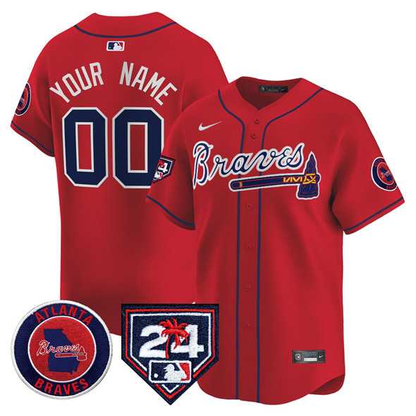 Men's Atlanta Braves Customized Red 2024 Spring Training Patch Limited Stitched Baseball Jersey,We sell and wholesale Men's Atlanta Braves Customized Red 2024 Spring Training Patch Limited Stitched Baseball Jersey on line form chian!
