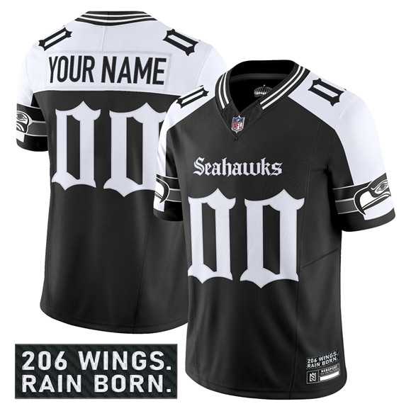 Men's Seattle Seahawks Active Player Custom Black Alternate 2025 F.U.S.E. 'Gothic Rain City Shadows Edition' Vapor Limited Stitched Jersey,We sell and wholesale Men's Seattle Seahawks Active Player Custom Black Alternate 2025 F.U.S.E. 'Gothic Rain City Shadows Edition' Vapor Limited Stitched Jersey on line form chian!