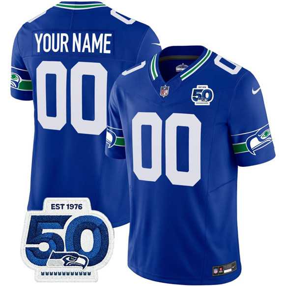 Men's Seattle Seahawks Active Player Custom Royal 2025 F.U.S.E 50th Anniversary Patch Throwback Vapor Limited Stitched Jersey,We sell and wholesale Men's Seattle Seahawks Active Player Custom Royal 2025 F.U.S.E 50th Anniversary Patch Throwback Vapor Limited Stitched Jersey on line form chian!