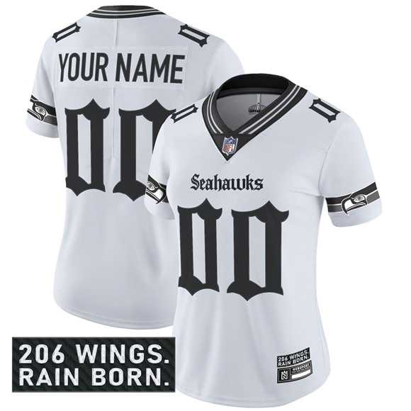 Women's Seattle Seahawks Active Player Custom White 2025 F.U.S.E. 'Gothic Rain City Shadows Edition' Vapor Untouchable Limited Football Stitched Jersey,We sell and wholesale Women's Seattle Seahawks Active Player Custom White 2025 F.U.S.E. 'Gothic Rain City Shadows Edition' Vapor Untouchable Limited Football Stitched Jersey on line form chian!