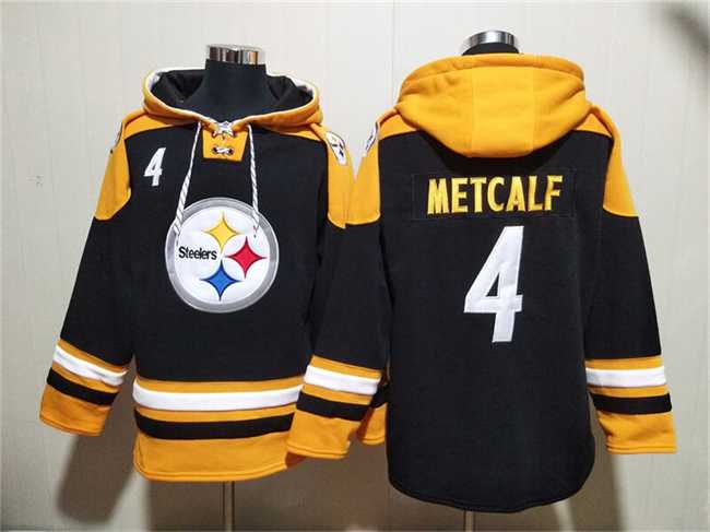 Men's Pittsburgh Steelers #4 DK Metcalf Black Ageless Must-Have Lace-Up Pullover Hoodie,We sell and wholesale Men's Pittsburgh Steelers #4 DK Metcalf Black Ageless Must-Have Lace-Up Pullover Hoodie on line form chian!