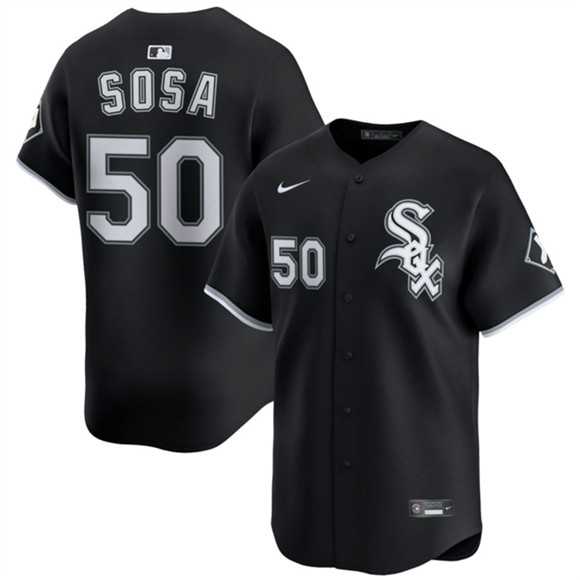 Men's Chicago White Sox #50 Lenyn Sosa Black 2025 Alternate Limited Stitched Jersey Dzhi,We sell and wholesale Men's Chicago White Sox #50 Lenyn Sosa Black 2025 Alternate Limited Stitched Jersey Dzhi on line form chian!