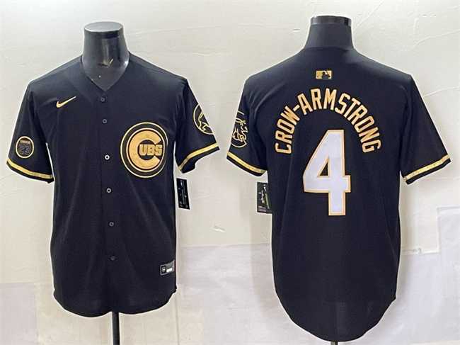 Men's Chicago Cubs #4 Pete Crow-Armstrong Black Gold 'Ryne Sandberg Tribute' Vapor Limited V2 Stitched Jersey,We sell and wholesale Men's Chicago Cubs #4 Pete Crow-Armstrong Black Gold 'Ryne Sandberg Tribute' Vapor Limited V2 Stitched Jersey on line form chian!