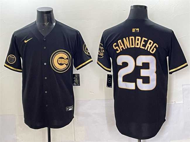 Men's Chicago Cubs #23 Ryne Sandberg Black Gold 'Ryne Sandberg Tribute' Vapor Limited V2 Stitched Jersey,We sell and wholesale Men's Chicago Cubs #23 Ryne Sandberg Black Gold 'Ryne Sandberg Tribute' Vapor Limited V2 Stitched Jersey on line form chian!