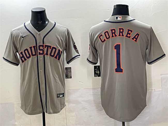 Men's Houston Astros #1 Carlos Correa Gray Cool Base Stitched Jersey,We sell and wholesale Men's Houston Astros #1 Carlos Correa Gray Cool Base Stitched Jersey on line form chian!