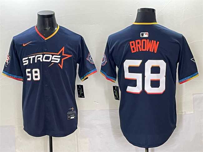 Men's Houston Astros #58 Hunter Brown Navy 2025 City Connect Limited Stitched Jersey,We sell and wholesale Men's Houston Astros #58 Hunter Brown Navy 2025 City Connect Limited Stitched Jersey on line form chian!
