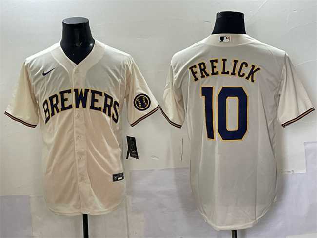 Men's Milwaukee Brewers #10 Sal Frelick Cream Cool Base Stitched Jersey,We sell and wholesale Men's Milwaukee Brewers #10 Sal Frelick Cream Cool Base Stitched Jersey on line form chian!