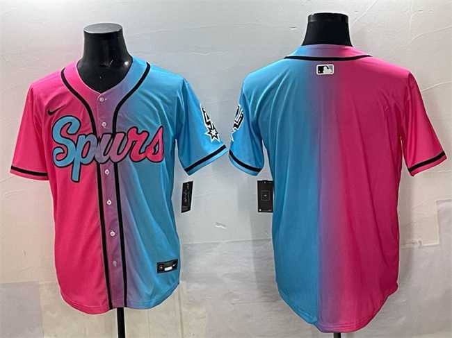 Men's San Antonio Spurs Blank Pink Blue Limited Stitched Baseball Jersey,We sell and wholesale Men's San Antonio Spurs Blank Pink Blue Limited Stitched Baseball Jersey on line form chian!