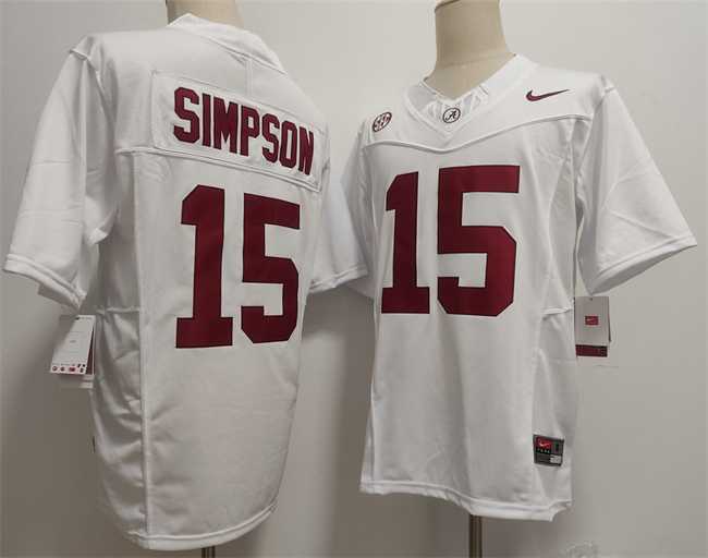 Men's Alabama Crimson Tide #15 Ty Simpson White F.U.S.E. Stitched Football Jersey,We sell and wholesale Men's Alabama Crimson Tide #15 Ty Simpson White F.U.S.E. Stitched Football Jersey on line form chian!
