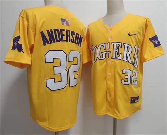 Men's LSU Tigers #32 Kade Anderson Gold 2025 Stitched Baseball Jersey,We sell and wholesale Men's LSU Tigers #32 Kade Anderson Gold 2025 Stitched Baseball Jersey on line form chian!