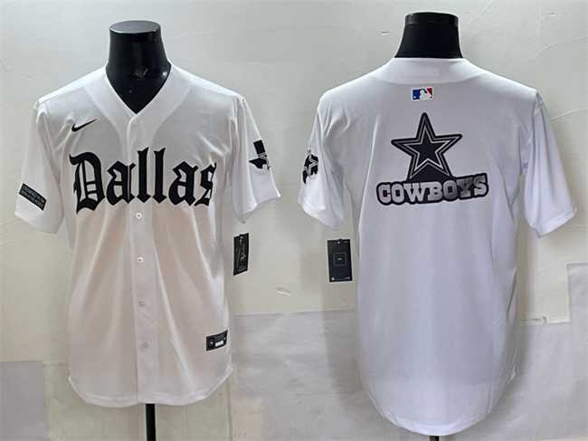 Men's Dallas Cowboys Team Big Logo White 'Gothic Lone Star Edition' Limited Stitched Baseball Jersey,We sell and wholesale Men's Dallas Cowboys Team Big Logo White 'Gothic Lone Star Edition' Limited Stitched Baseball Jersey on line form chian!