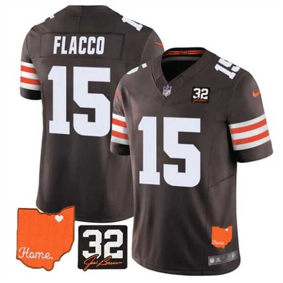 Men's Cleveland Browns #15 Joe Flacco Brown 2025 F.U.S.E. With Jim Brown Memorial & Home Patch Vapor Limited Stitched Jersey Dzhi,We sell and wholesale Men's Cleveland Browns #15 Joe Flacco Brown 2025 F.U.S.E. With Jim Brown Memorial & Home Patch Vapor Limited Stitched Jersey Dzhi on line form chian!