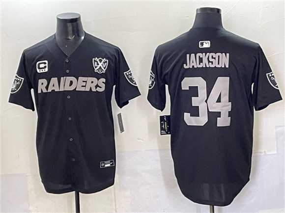 Men's Las Vegas Raiders #34 Bo Jackson Black With Nevada Silver Stat Patch And 65th Anniversary Patch 3-Star C Patch Stitched Baseball Jersey,We sell and wholesale Men's Las Vegas Raiders #34 Bo Jackson Black With Nevada Silver Stat Patch And 65th Anniversary Patch 3-Star C Patch Stitched Baseball Jersey on line form chian!