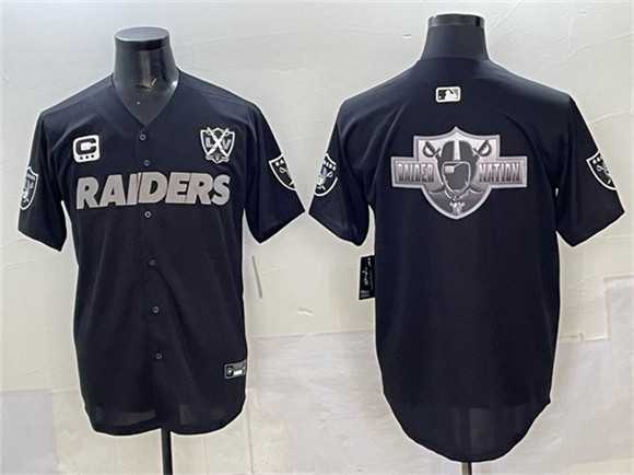 Men's Las Vegas Raiders Team Big Logo Black With Nevada Silver Stat Patch And 65th Anniversary Patch 3-Star C Patch Stitched Baseball Jersey,We sell and wholesale Men's Las Vegas Raiders Team Big Logo Black With Nevada Silver Stat Patch And 65th Anniversary Patch 3-Star C Patch Stitched Baseball Jersey on line form chian!