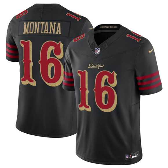Men's San Francisco 49ers #16 Joe Montana Black 2025 F.U.S.E. 'Rivalries' Vapor Limited Stitched Jersey Dzhi,We sell and wholesale Men's San Francisco 49ers #16 Joe Montana Black 2025 F.U.S.E. 'Rivalries' Vapor Limited Stitched Jersey Dzhi on line form chian!