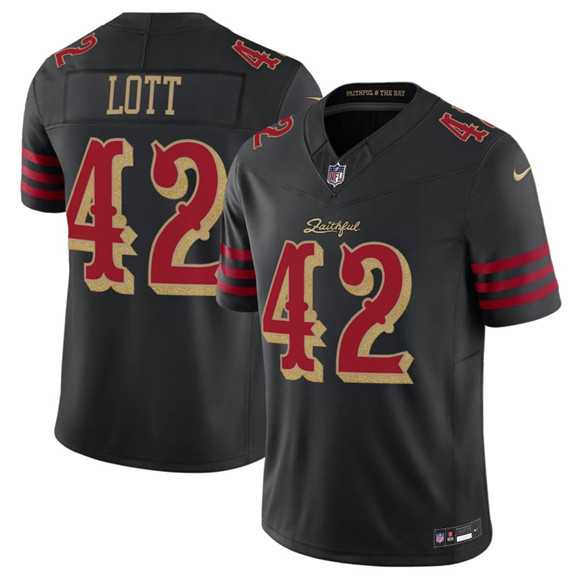 Men's San Francisco 49ers #42 Ronnie Lott Black 2025 F.U.S.E. 'Rivalries' Vapor Limited Stitched Jersey Dzhi,We sell and wholesale Men's San Francisco 49ers #42 Ronnie Lott Black 2025 F.U.S.E. 'Rivalries' Vapor Limited Stitched Jersey Dzhi on line form chian!