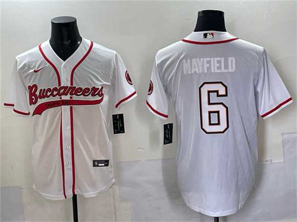 Men's Tampa Bay Buccaneers #6 Baker Mayfield White Cool Base Stitched Baseball Jersey,We sell and wholesale Men's Tampa Bay Buccaneers #6 Baker Mayfield White Cool Base Stitched Baseball Jersey on line form chian!