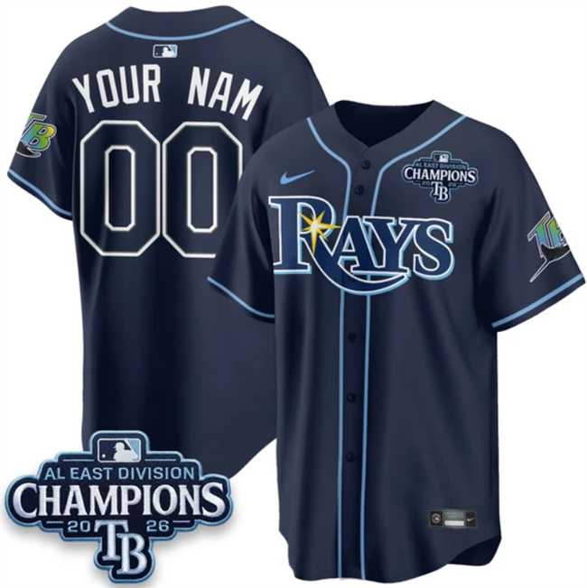 Men's Tampa Bay Rays ACTIVE PLAYER Custom Navy 2026 AL East Champions Patch Limited Stitched Baseball Jersey,We sell and wholesale Men's Tampa Bay Rays ACTIVE PLAYER Custom Navy 2026 AL East Champions Patch Limited Stitched Baseball Jersey on line form chian!