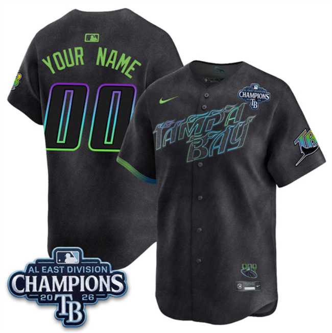 Men's Tampa Bay Rays ACTIVE PLAYER Custom Charcoal 2026 AL East Champions Patch City Connect Limited Stitched Baseball Jersey,We sell and wholesale Men's Tampa Bay Rays ACTIVE PLAYER Custom Charcoal 2026 AL East Champions Patch City Connect Limited Stitched Baseball Jersey on line form chian!