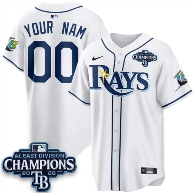 Men's Tampa Bay Rays ACTIVE PLAYER Custom White 2026 AL East Champions Patch Limited Stitched Baseball Jersey,We sell and wholesale Men's Tampa Bay Rays ACTIVE PLAYER Custom White 2026 AL East Champions Patch Limited Stitched Baseball Jersey on line form chian!