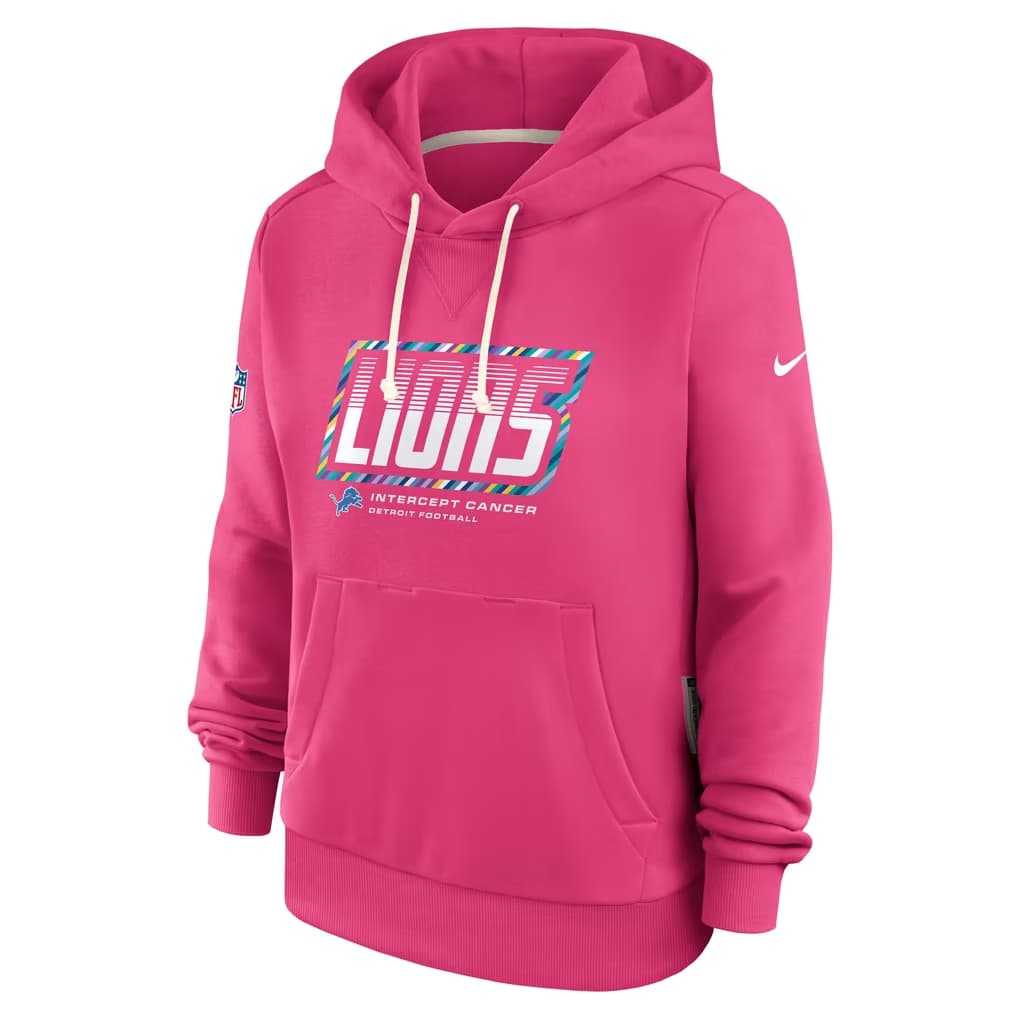 Men's Detroit Lions Pink 2026 Crucial Catch Sideline Standard Issue Dri-FIT Pullover Hoodie,We sell and wholesale Men's Detroit Lions Pink 2026 Crucial Catch Sideline Standard Issue Dri-FIT Pullover Hoodie on line form chian!