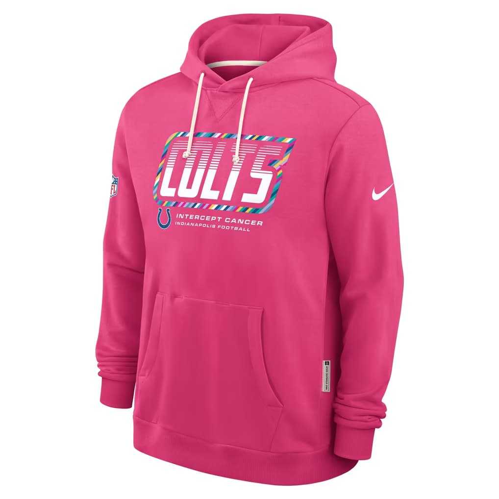 Men's Indianapolis Colts Pink 2026 Crucial Catch Sideline Standard Issue Dri-FIT Pullover Hoodie,We sell and wholesale Men's Indianapolis Colts Pink 2026 Crucial Catch Sideline Standard Issue Dri-FIT Pullover Hoodie on line form chian!