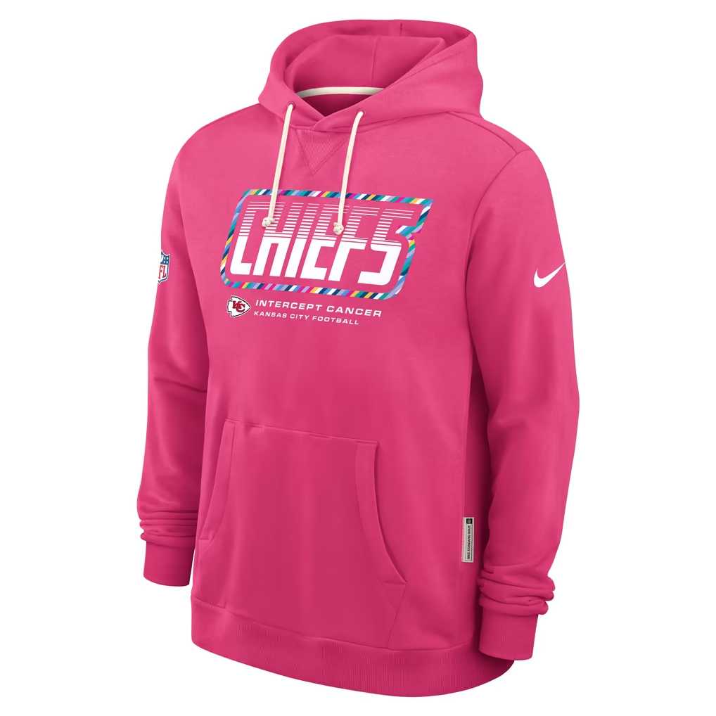 Men's Kansas City Chiefs Pink 2026 Crucial Catch Sideline Standard Issue Dri-FIT Pullover Hoodie,We sell and wholesale Men's Kansas City Chiefs Pink 2026 Crucial Catch Sideline Standard Issue Dri-FIT Pullover Hoodie on line form chian!
