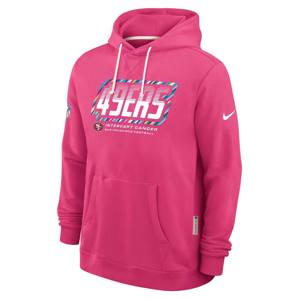 Men's San Francisco 49ers Pink 2026 Crucial Catch Sideline Standard Issue Dri-FIT Pullover Hoodie,We sell and wholesale Men's San Francisco 49ers Pink 2026 Crucial Catch Sideline Standard Issue Dri-FIT Pullover Hoodie on line form chian!