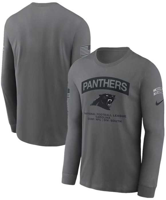 Men's Carolina Panthers Gray 2026 Salute to Service Long Sleeve T-Shirt,We sell and wholesale Men's Carolina Panthers Gray 2026 Salute to Service Long Sleeve T-Shirt on line form chian!