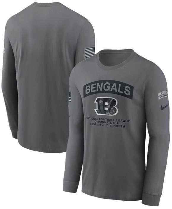 Men's Cincinnati Bengals Gray 2026 Salute to Service Long Sleeve T-Shirt,We sell and wholesale Men's Cincinnati Bengals Gray 2026 Salute to Service Long Sleeve T-Shirt on line form chian!