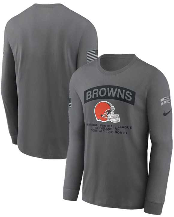 Men's Cleveland Browns Gray 2026 Salute to Service Long Sleeve T-Shirt,We sell and wholesale Men's Cleveland Browns Gray 2026 Salute to Service Long Sleeve T-Shirt on line form chian!