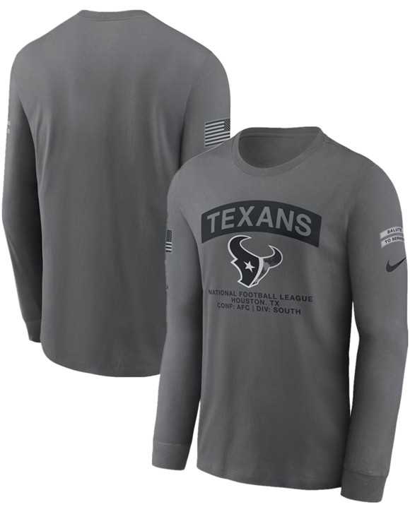 Men's Houston Texans Gray 2026 Salute to Service Long Sleeve T-Shirt,We sell and wholesale Men's Houston Texans Gray 2026 Salute to Service Long Sleeve T-Shirt on line form chian!
