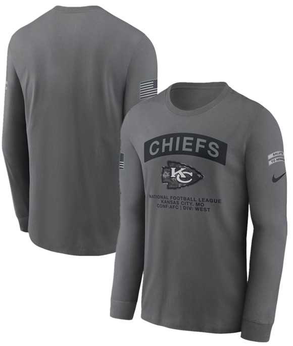 Men's Kansas City Chiefs Gray 2026 Salute to Service Long Sleeve T-Shirt,We sell and wholesale Men's Kansas City Chiefs Gray 2026 Salute to Service Long Sleeve T-Shirt on line form chian!