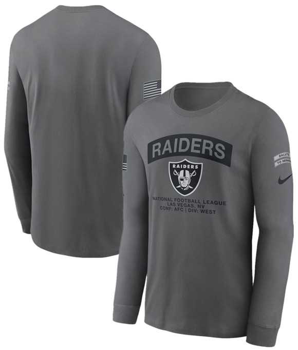 Men's Las Vegas Raiders Gray 2026 Salute to Service Long Sleeve T-Shirt,We sell and wholesale Men's Las Vegas Raiders Gray 2026 Salute to Service Long Sleeve T-Shirt on line form chian!
