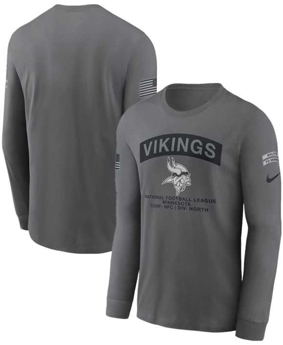 Men's Minnesota Vikings Gray 2026 Salute to Service Long Sleeve T-Shirt,We sell and wholesale Men's Minnesota Vikings Gray 2026 Salute to Service Long Sleeve T-Shirt on line form chian!