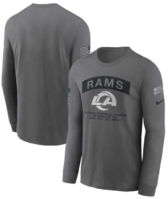 Men's Los Angeles Rams Gray 2026 Salute to Service Long Sleeve T-Shirt,We sell and wholesale Men's Los Angeles Rams Gray 2026 Salute to Service Long Sleeve T-Shirt on line form chian!