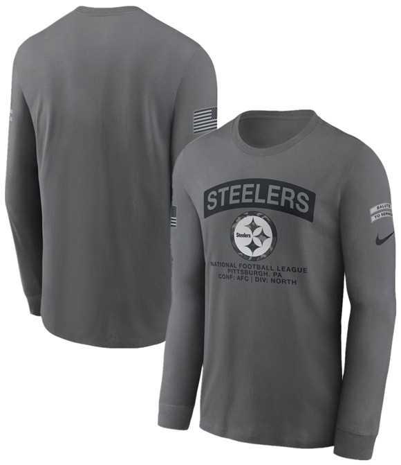 Men's Pittsburgh Steelers Gray 2026 Salute to Service Long Sleeve T-Shirt,We sell and wholesale Men's Pittsburgh Steelers Gray 2026 Salute to Service Long Sleeve T-Shirt on line form chian!
