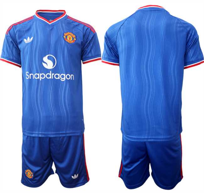Men's Manchester United Custom 2026-27 Blue Away Soccer Jersey Suit,We sell and wholesale Men's Manchester United Custom 2026-27 Blue Away Soccer Jersey Suit on line form chian!
