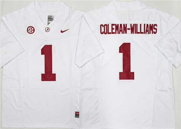 Men's Alabama Crimson Tide #1 Ryan Alexander Coleman-Williams Jr White 2026 F.U.S.E Stitched Jersey,We sell and wholesale Men's Alabama Crimson Tide #1 Ryan Alexander Coleman-Williams Jr White 2026 F.U.S.E Stitched Jersey on line form chian!