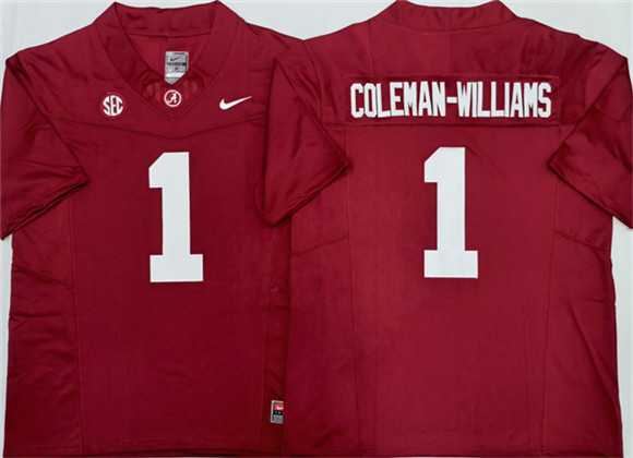 Men's Alabama Crimson Tide #1 Ryan Alexander Coleman-Williams Jr Red 2026 F.U.S.E Stitched Jersey,We sell and wholesale Men's Alabama Crimson Tide #1 Ryan Alexander Coleman-Williams Jr Red 2026 F.U.S.E Stitched Jersey on line form chian!