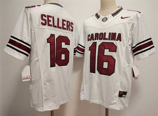 Men's South Carolina Fighting Gamecocks #16 LaNorris Sellers White F.U.S.E. Stitched Jersey,We sell and wholesale Men's South Carolina Fighting Gamecocks #16 LaNorris Sellers White F.U.S.E. Stitched Jersey on line form chian!