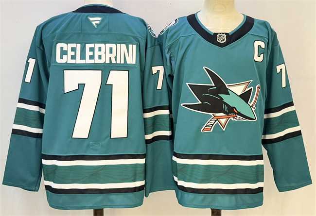 Men's San Jose Sharks #71 Macklin Celebrini Teal 2026 With C Patch Stitched Hockey Jersey,We sell and wholesale Men's San Jose Sharks #71 Macklin Celebrini Teal 2026 With C Patch Stitched Hockey Jersey on line form chian!