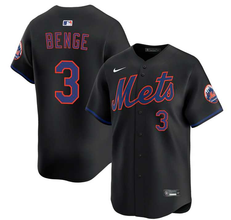 Men's New York Mets #3 Carson Benge 2026 Black Limited Stitched Jersey Dzhi,We sell and wholesale Men's New York Mets #3 Carson Benge 2026 Black Limited Stitched Jersey Dzhi on line form chian!