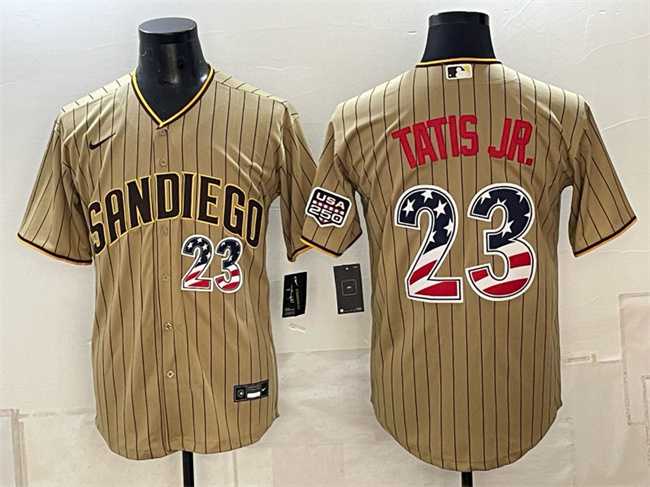 Men's San Diego Padres #23 Fernando Tatis Jr. Tan USA 250 Fourth of July Home Stitched Jersey Dzhi,We sell and wholesale Men's San Diego Padres #23 Fernando Tatis Jr. Tan USA 250 Fourth of July Home Stitched Jersey Dzhi on line form chian!