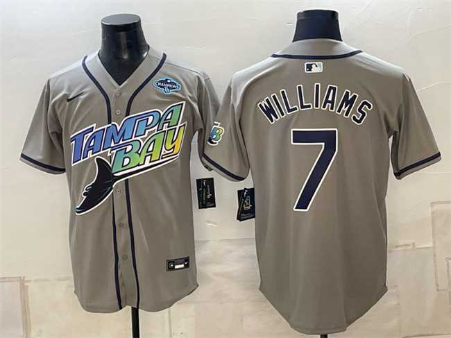Men's Tampa Bay Rays #7 Carson Williams Gray 2026 AL East Champions Patch Vapor Limited Stitched Jersey,We sell and wholesale Men's Tampa Bay Rays #7 Carson Williams Gray 2026 AL East Champions Patch Vapor Limited Stitched Jersey on line form chian!