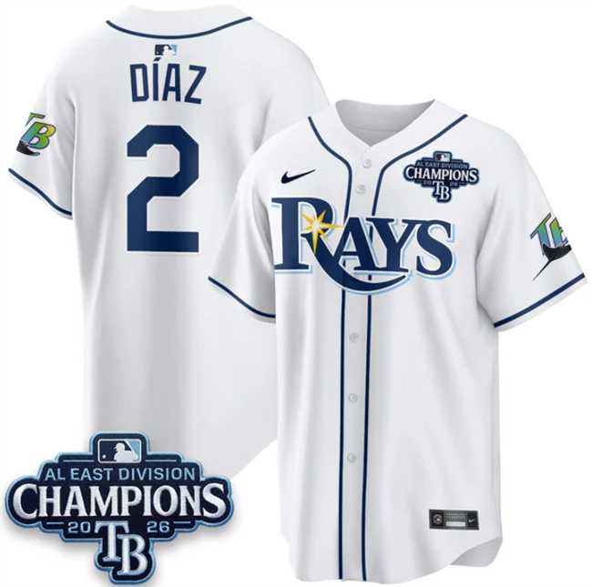 Men's Tampa Bay Rays #2 Yandy Diaz White 2026 AL East Champions Patch Limited Stitched Jersey Dzhi,We sell and wholesale Men's Tampa Bay Rays #2 Yandy Diaz White 2026 AL East Champions Patch Limited Stitched Jersey Dzhi on line form chian!