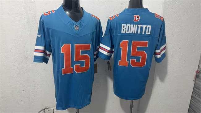 Men's Denver Broncos #15 Nik Bonitto Blue F.U.S.E. With Patch Throwback Vapor Limited Stitched Jersey,We sell and wholesale Men's Denver Broncos #15 Nik Bonitto Blue F.U.S.E. With Patch Throwback Vapor Limited Stitched Jersey on line form chian!
