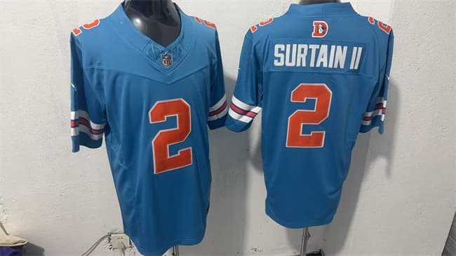 Men's Denver Broncos #2 Pat Surtain II Blue F.U.S.E. With Patch Throwback Vapor Limited Stitched Jersey,We sell and wholesale Men's Denver Broncos #2 Pat Surtain II Blue F.U.S.E. With Patch Throwback Vapor Limited Stitched Jersey on line form chian!
